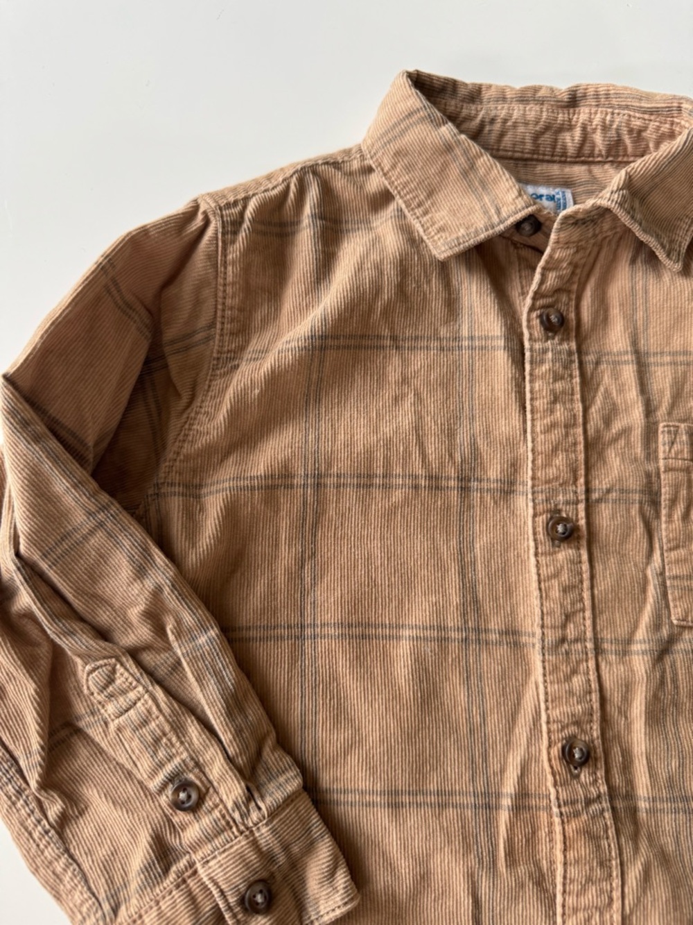 Mayoral Tan Corduroy Button-Down Shirt